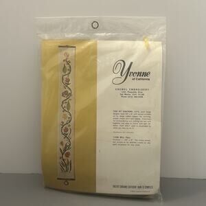 Yvonne Of California Needle Craft Bell Pull Floral Crewel Embroidery Kit 1972